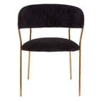 Black Velvet Channel Tufted Dining Chair with Gold Finish Legs | Tamzin