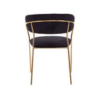 Black Velvet Channel Tufted Dining Chair with Gold Finish Legs | Tamzin