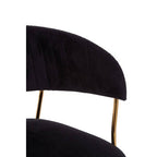 Black Velvet Channel Tufted Dining Chair with Gold Finish Legs | Tamzin