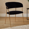 Black Velvet Channel Tufted Dining Chair with Gold Finish Legs | Tamzin