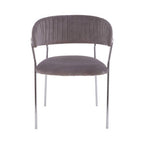 Mink Velvet Channel Tufted and Chrome Finish Dining Chair | Tamzin