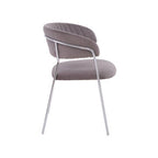 Mink Velvet Channel Tufted and Chrome Finish Dining Chair | Tamzin