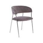 Mink Velvet Channel Tufted and Chrome Finish Dining Chair | Tamzin