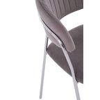 Mink Velvet Channel Tufted and Chrome Finish Dining Chair | Tamzin