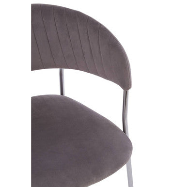 Mink Velvet Channel Tufted and Chrome Finish Dining Chair | Tamzin