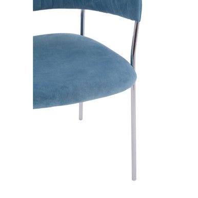 Blue Channel Chrome Finish Dining Chair | Tamzin