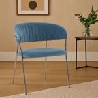 Blue Channel Chrome Finish Dining Chair | Tamzin