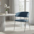 Blue Channel Chrome Finish Dining Chair | Tamzin