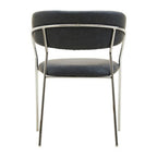 Dark Grey Leather Effect Curved Dining Chair | Tamzin