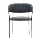 Dark Grey Leather Effect Curved Dining Chair | Tamzin