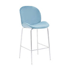 Blue Velvet Chrome Finish Bar Chair | Tamzin