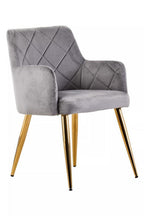 Mink Velvet Quilted Dining Chair with Gold Finish Legs | Tamzin