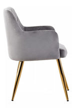 Mink Velvet Quilted Dining Chair with Gold Finish Legs | Tamzin