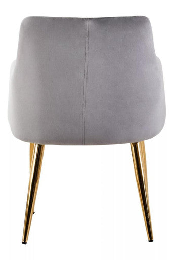 Mink Velvet Quilted Dining Chair with Gold Finish Legs | Tamzin