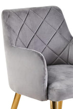 Mink Velvet Quilted Dining Chair with Gold Finish Legs | Tamzin