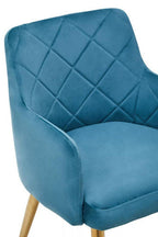 Light Blue Velvet Quilted Dining Chair with Gold Finish Legs | Tamzin