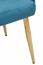 Light Blue Velvet Quilted Dining Chair with Gold Finish Legs | Tamzin