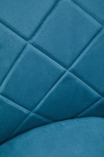 Light Blue Velvet Quilted Dining Chair with Gold Finish Legs | Tamzin
