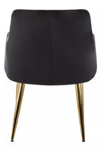 Black Velvet Quilted Dining Chair with Gold Finish Legs | Tamzin