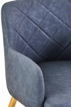 Dark Grey Leather Effect Quilted Dining Chair with Gold Metal Legs | Tamzin