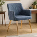 Dark Grey Leather Effect Quilted Dining Chair with Gold Metal Legs | Tamzin