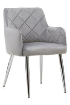 Mink Velvet Quilted Dining Chair with Chrome Finish Legs | Tamzin