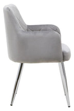 Mink Velvet Quilted Dining Chair with Chrome Finish Legs | Tamzin