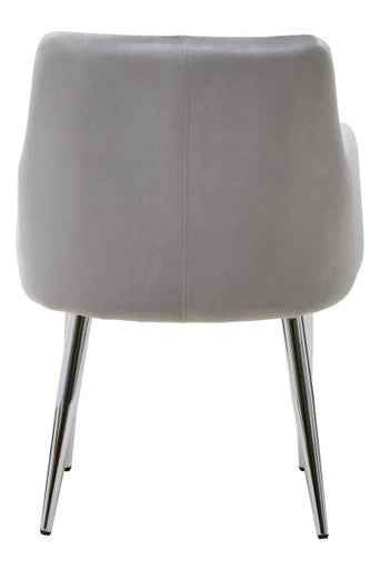 Mink Velvet Quilted Dining Chair with Chrome Finish Legs | Tamzin