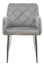 Mink Velvet Quilted Dining Chair with Chrome Finish Legs | Tamzin