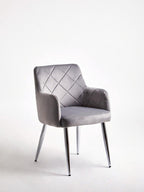 Mink Velvet Quilted Dining Chair with Chrome Finish Legs | Tamzin