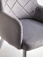 Mink Velvet Quilted Dining Chair with Chrome Finish Legs | Tamzin