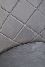 Mink Velvet Quilted Dining Chair with Chrome Finish Legs | Tamzin