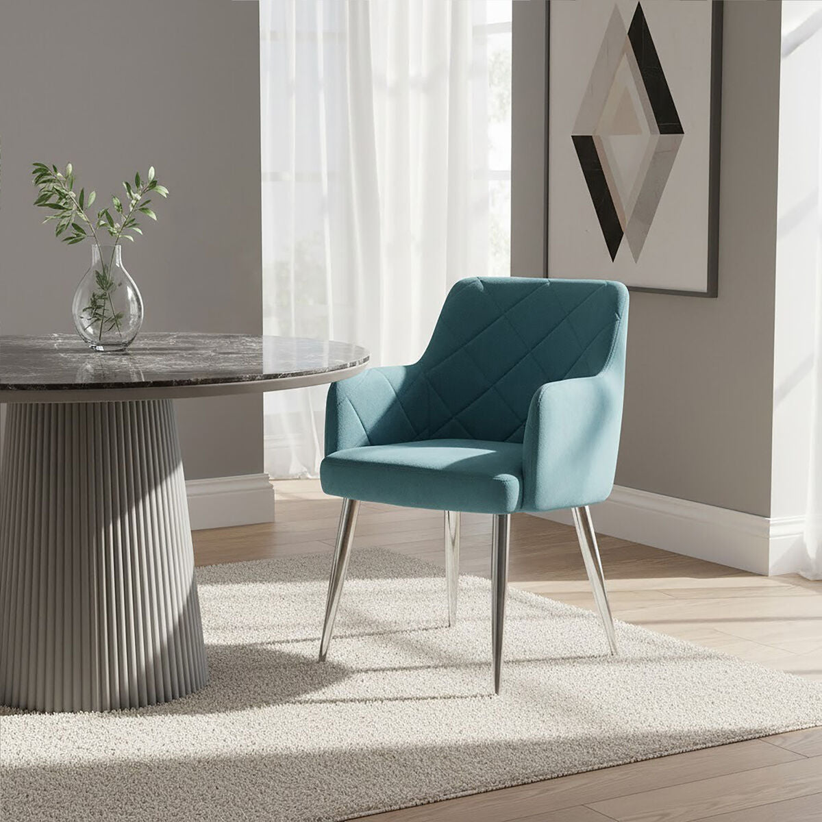 Light Blue Splayed Dining Chair | Tamzin