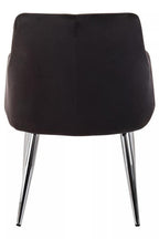 Black Velvet Quilted Dining Chair with Chrome Finish Legs | Tamzin