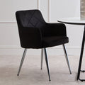 Black Velvet Quilted Dining Chair with Chrome Finish Legs | Tamzin
