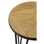 Set of 3 Assorted Textured Round Top Side Tables with Black Metallic Hairpin Legs | Mirano
