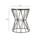 White Marble Top Side Table with Powder-Coated Black Iron Corset Base, Rabia