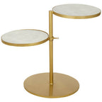 Gold Finish 2 Shelves Side Table with White Marble Tops | Rabia