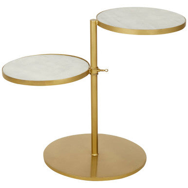 Gold Finish 2 Shelves Side Table with White Marble Tops | Rabia
