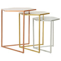 Nest of 3 Assorted Hexagonal Nesting Table with Metallic Tops | Rabia