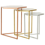 Nest of 3 Assorted Hexagonal Nesting Table with Metallic Tops | Rabia