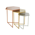 Nest of 3 Assorted Hexagonal Nesting Table with Metallic Tops | Rabia