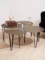 Set of 4 Black and Gold Top Coffee Tables with Iron Hairpin Legs | Rany