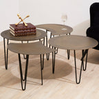 Set of 4 Black and Gold Top Coffee Tables with Iron Hairpin Legs | Rany