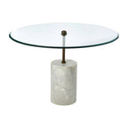 White Marble Base Side Table with Clear Glass Top | Rany
