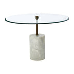 White Marble Base Side Table with Clear Glass Top | Rany