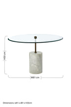 White Marble Base Side Table with Clear Glass Top | Rany