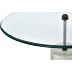 White Marble Base Side Table with Clear Glass Top | Rany
