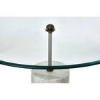 White Marble Base Side Table with Clear Glass Top | Rany
