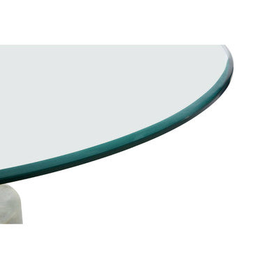 White Marble Base Side Table with Clear Glass Top | Rany